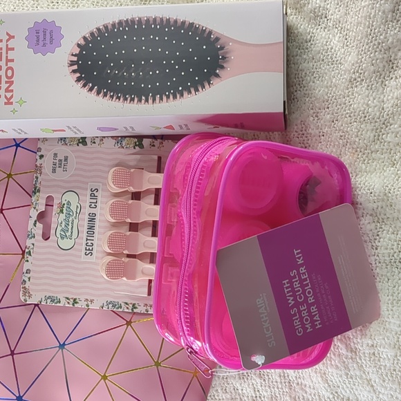 INH Never Knotty Brush/Slickhair Roller/Vintage Cosmetic Co. Hair Clips Bundle - Picture 6 of 7